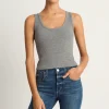 AMO Denim Crop Rib Tank - Heather Grey