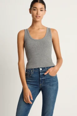 AMO Denim Crop Rib Tank - Heather Grey