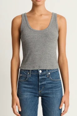 AMO Denim Crop Rib Tank - Heather Grey