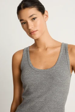 AMO Denim Crop Rib Tank - Heather Grey