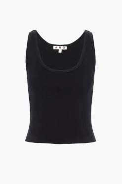 AMO Denim Crop Rib Tank - Black