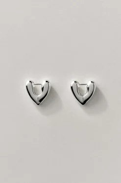 Annika Inez Small Heart Hoop Earrings - Silver