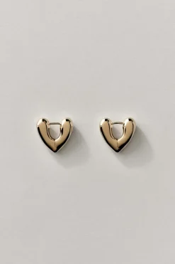 Annika Inez Small Heart Hoop Earrings - Gold