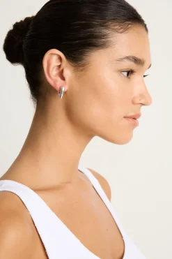 Annika Inez Small Heart Hoop Earrings - Silver