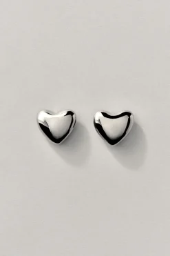 Annika Inez Voluptuous Heart Earrings - Small Silver