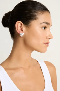 Annika Inez Voluptuous Heart Earrings - Small Silver