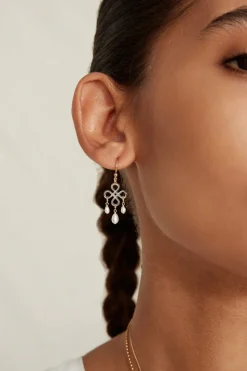 Chan Luu Clover Chandelier Earrings - White Pearl - FINAL SALE