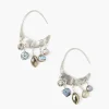 Chan Luu Petite Crescent Grey Pearl & Labradorite Mix Silver Hoop Earr