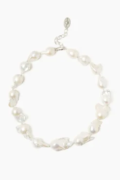 Chan Luu White Baroque Pearl Collar Necklace