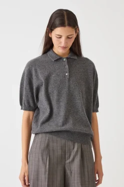 Demylee Darrin Cashmere Top - Dark Heather Grey