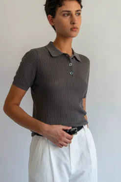 Demylee Madera Cotton Silk Top - Mushroom