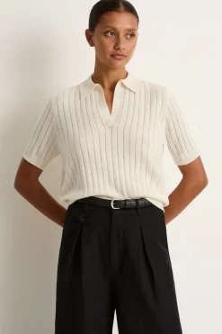 Demylee Skylar Polo Cashmere Top - Ivory