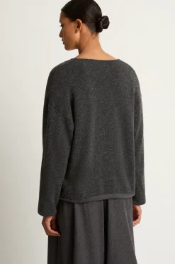 Elsa Esturgie Midi V-Neck Sweater - Grey