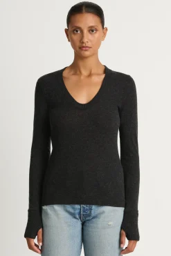 Enza Costa Cashmere Easy Cuffed U - Charcoal