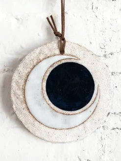 MQuan Large Round Ornament - Cresent Indigo