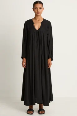 Natalie Martin Fiore silk maxi in black