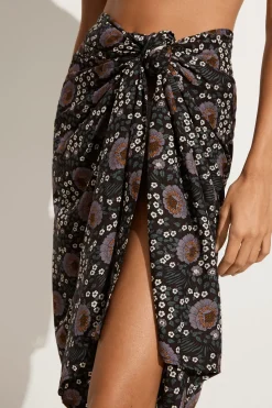 Natalie Martin Sarong in vintage flowers black/purple