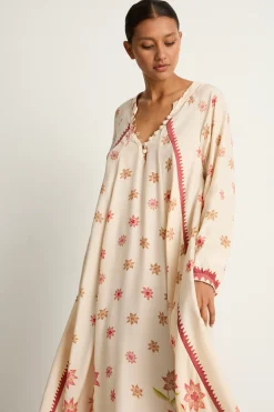 Natalie Martin Silk Fiore Maxi Dress - Starflower Cream