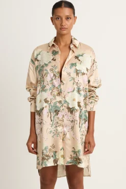 Olivia Von Halle Celeste Cream Floral Nightshirt - Tirtoff