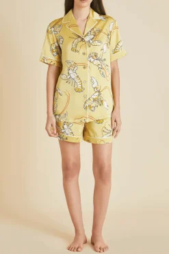 Olivia Von Halle Ingo Pajamas - Perseus Yellow Lobster - FINAL SALE