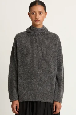 Pas De Calais Fine Bouclé Turtleneck Knit Pullover - Heather Grey