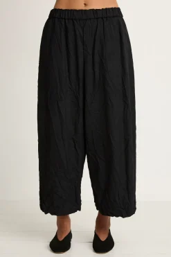 Pas De Calais Light Twill Crinkle Drop Crotch Pants - Black