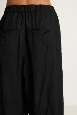 Pas De Calais Light Twill Crinkle Drop Crotch Pants - Black