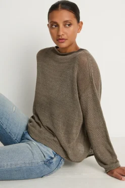 Pas De Calais Normandy Vintage Linen Pullover - Greige