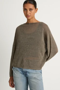 Pas De Calais Normandy Vintage Linen Pullover - Greige