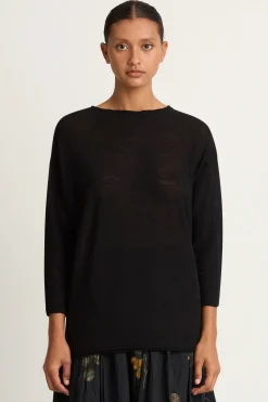 Pas De Calais Wool Gauze Crew Neck Jersey Pullover - Black
