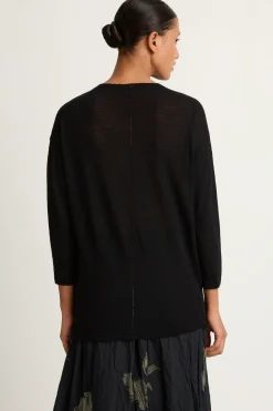 Pas De Calais Wool Gauze Crew Neck Jersey Pullover - Black