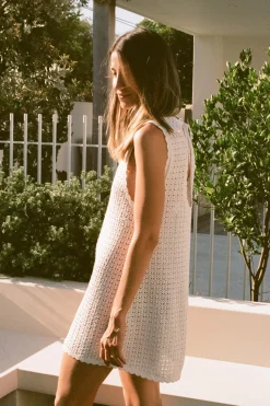 Peony Pointelle Shift Mini Dress - Seashell