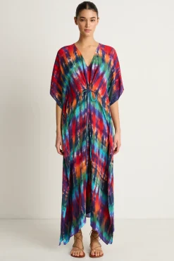 Raquel Allegra Kigali Silk Caftan - Rainbow