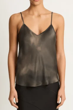 Silk Laundry Bias Cut Cami - Smoke