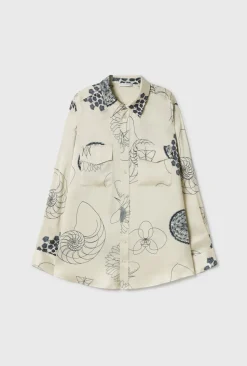 Silk Laundry Boyfriend Shirt - Fibonacci Off White