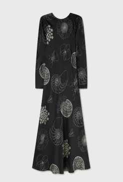 Silk Laundry Full Sleeve Bias Dress - Fibonacci Black