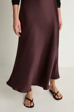 Silk Laundry Long Bias Skirt - Cacao