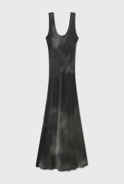 Silk Laundry Scoop Neck Dress - Smoke