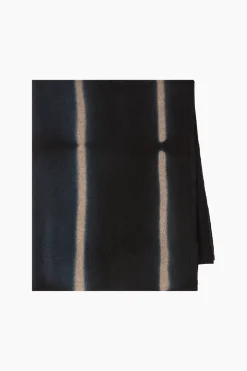 Suzusan Cashmere knit scarf shawl Boujime Shibori line in black / light coffee