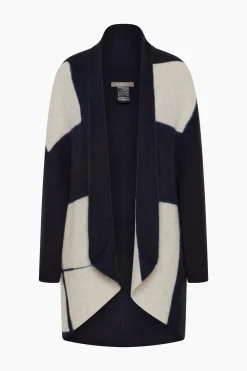 Suzusan Cashmere Seamless Upside Down Cape - Black / Light Grey