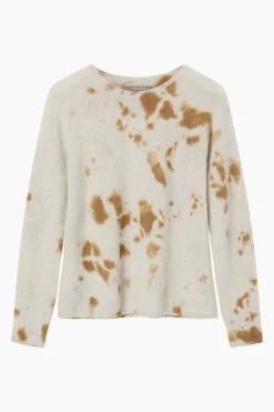 Suzusan Cashmere seamless pullover Long in ecru / light grey