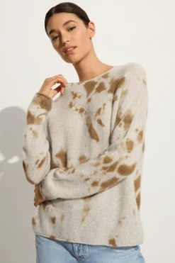 Suzusan Cashmere seamless pullover Long in ecru / light grey