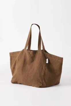 The Beach People Linen Tote Bag - Chocolate